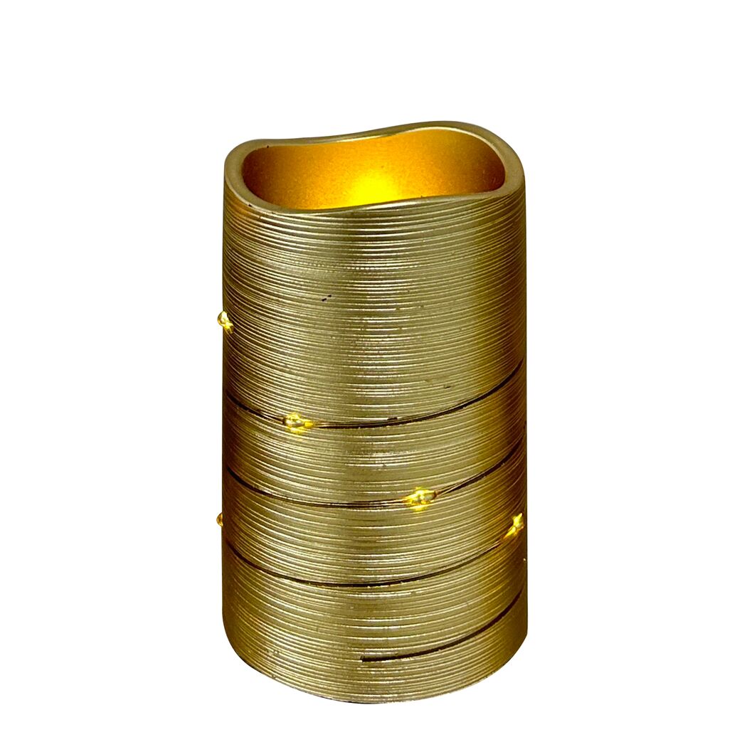 LED-Kerze goldfarben Ø 7,5 x 12 cm
