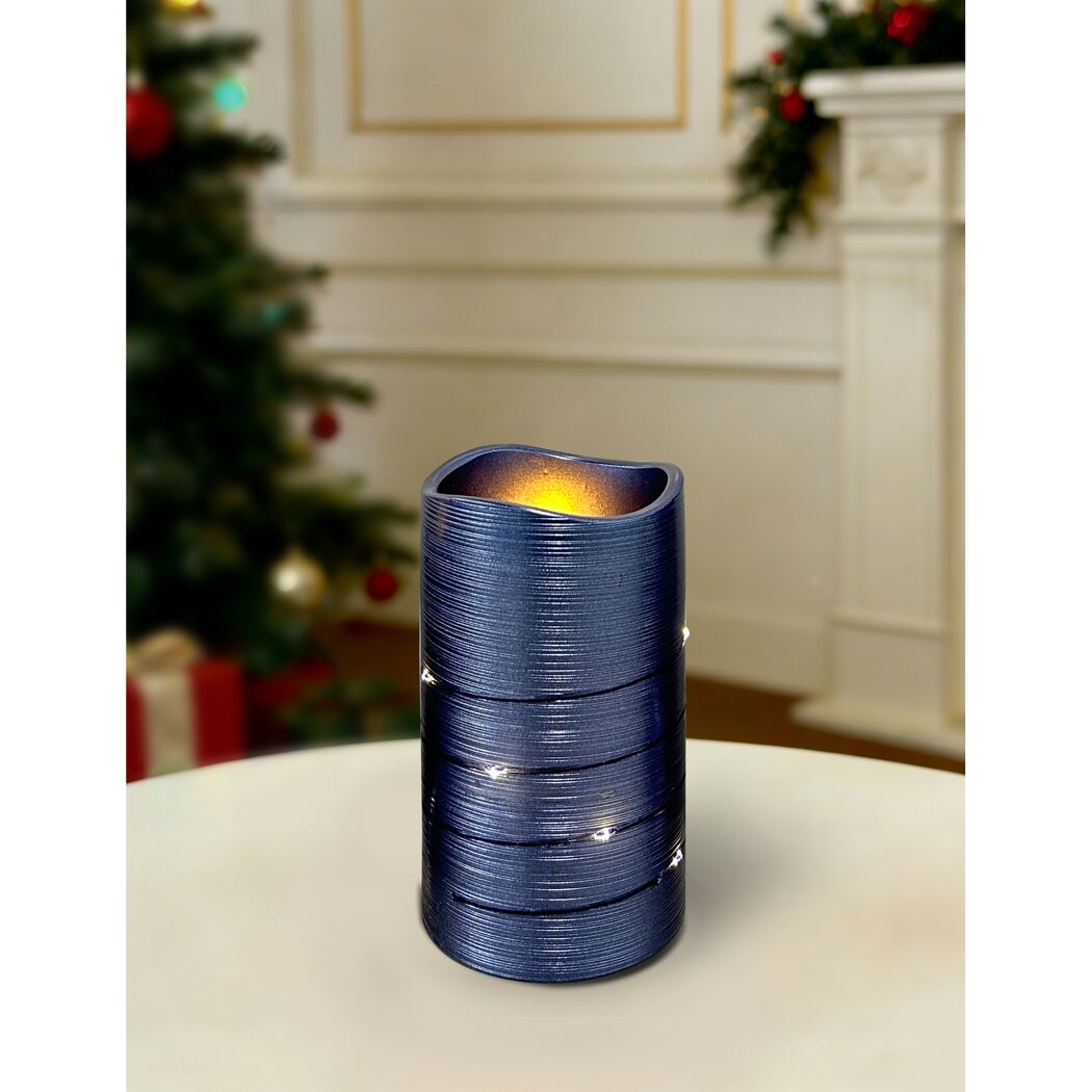 LED-Kerze blau Ø 7,5 x 12 cm