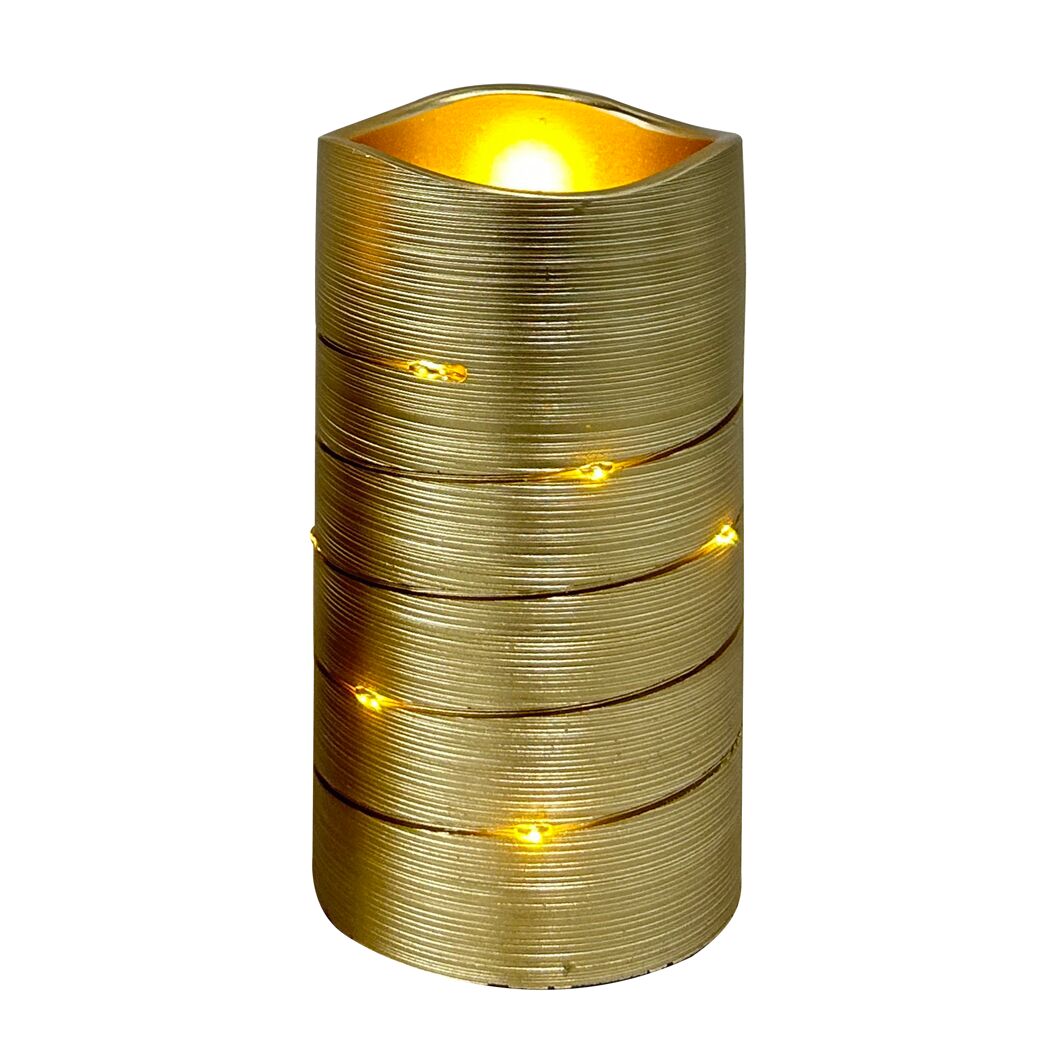 LED-Kerze goldfarben Ø 7,5 x 15 cm