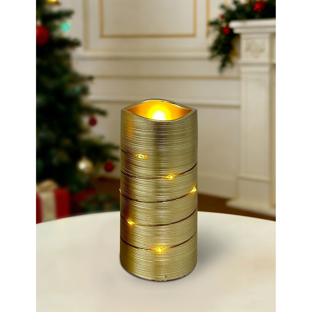 LED-Kerze goldfarben Ø 7,5 x 15 cm