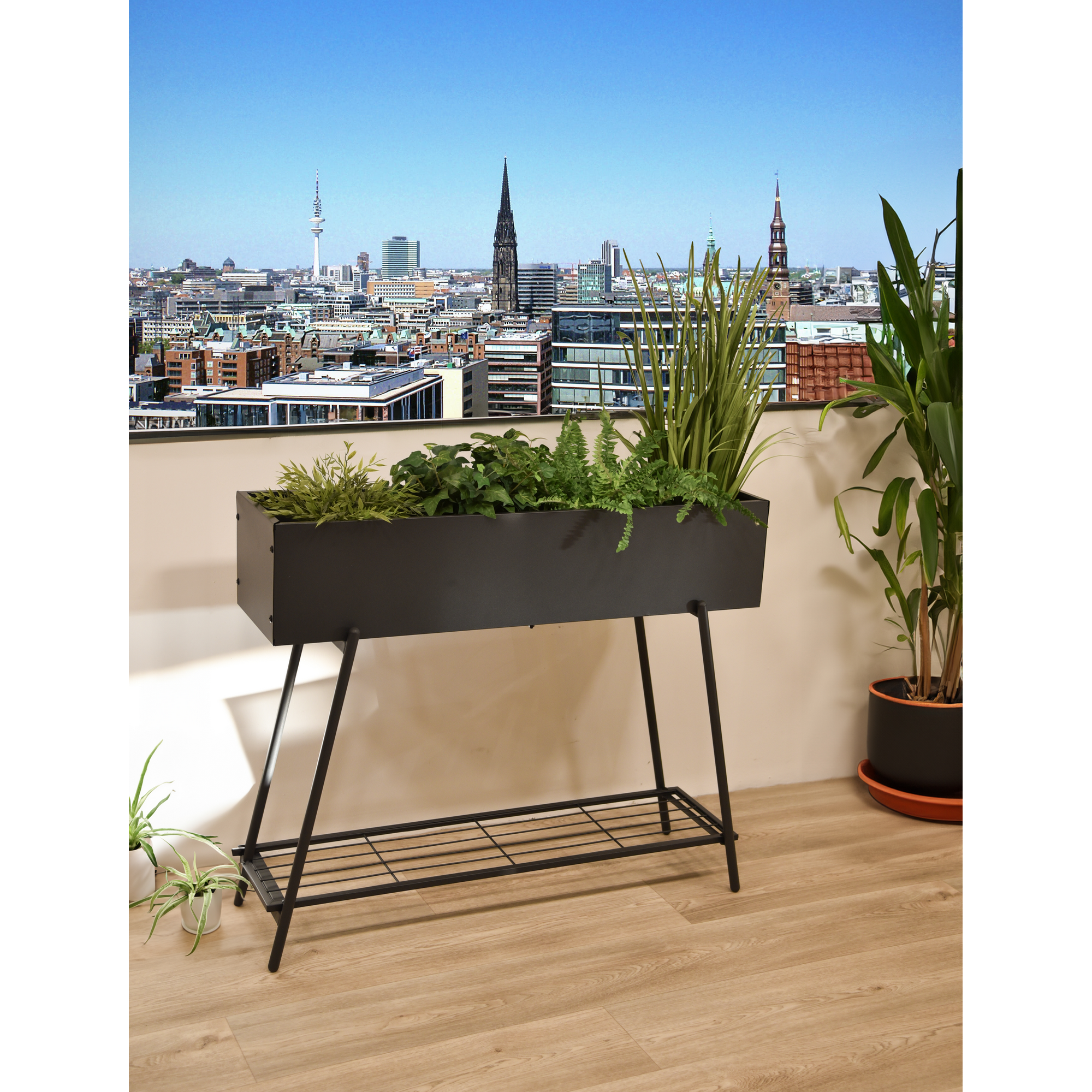 Blumenkasten 'Jasmin' Stahl anthrazit 30 x 80 x 96 cm