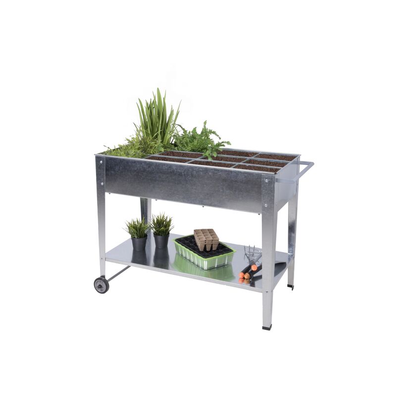 Hochbeet 'Mariegold' Stahl silbern 51,5 x 80 x 101,5 cm