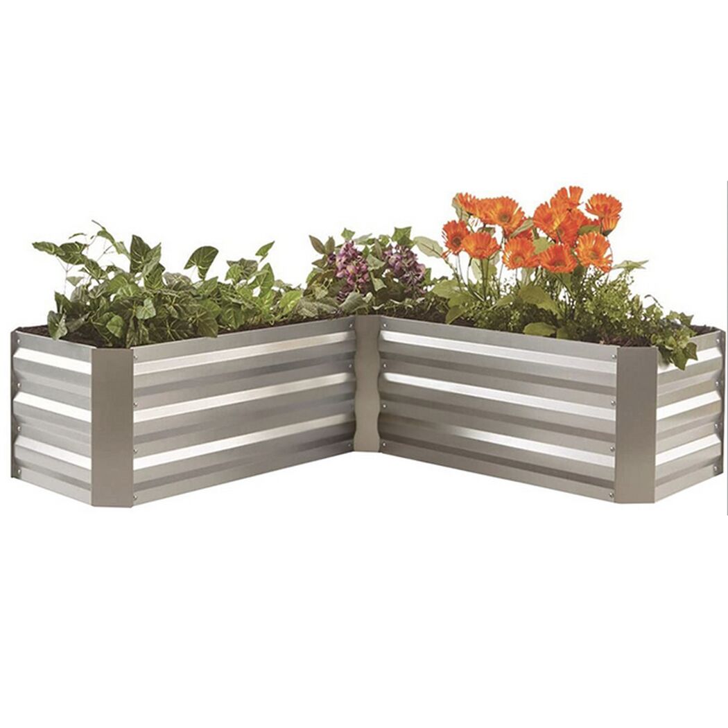 Beetumrandung 'Magnolia' Stahl silbern 120 x 45 x 30 cm