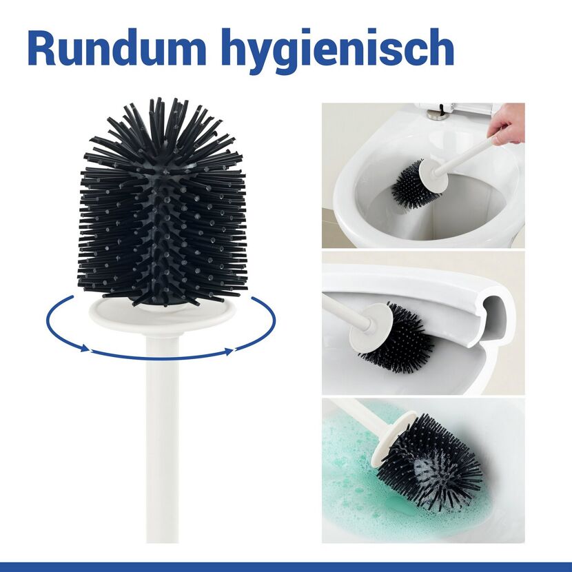 WC-Bürstengarnitur 'Turbo-Loc® Lizan' mit Silikon-Bürstenkopf Stahl weiss