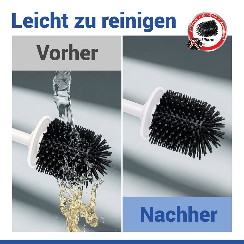 WC-Bürstengarnitur 'Turbo-Loc® Lizan' mit Silikon-Bürstenkopf Stahl weiss