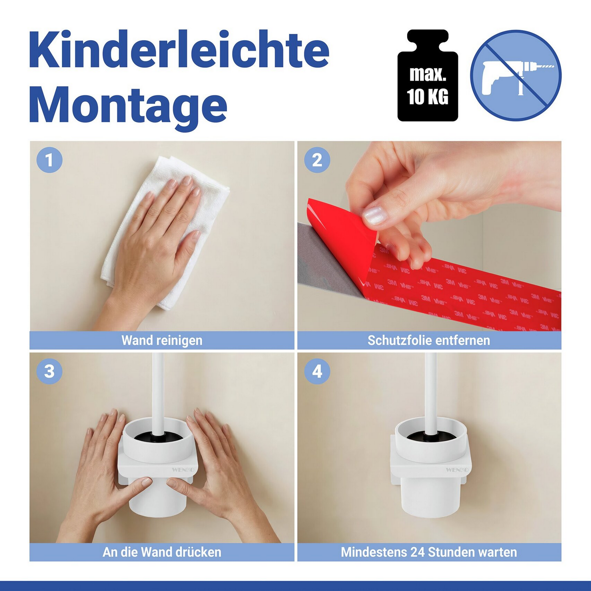 WC-Bürstengarnitur 'Turbo-Loc® Lizan' mit Silikon-Bürstenkopf Stahl weiss