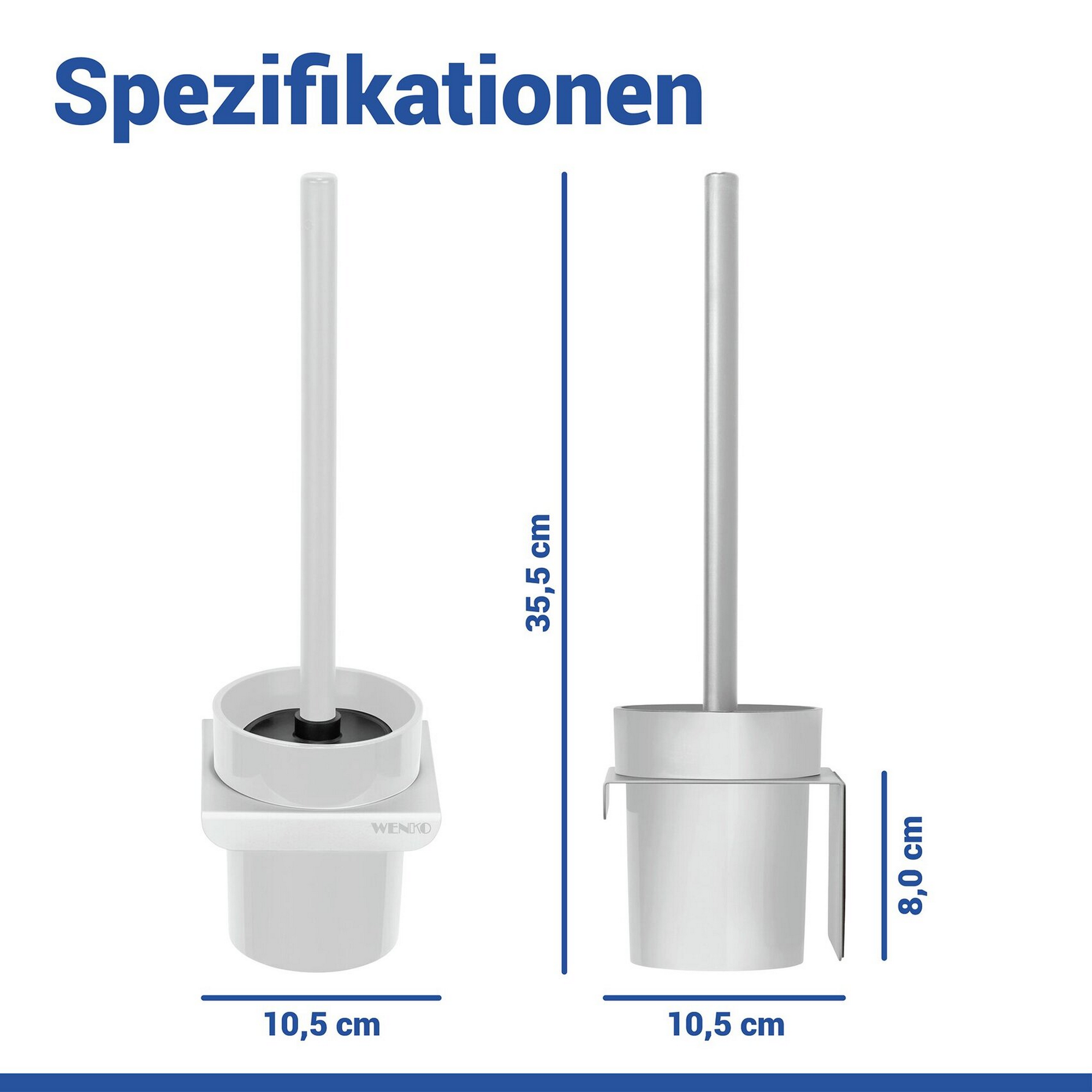 WC-Bürstengarnitur 'Turbo-Loc® Lizan' mit Silikon-Bürstenkopf Stahl weiss