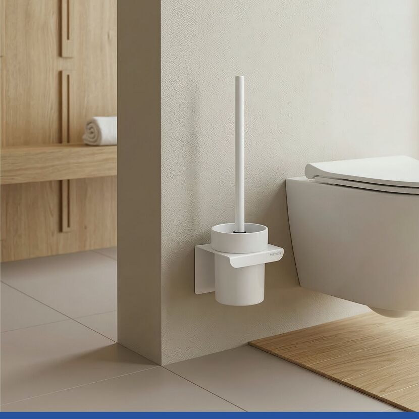 WC-Bürstengarnitur 'Turbo-Loc® Lizan' mit Silikon-Bürstenkopf Stahl weiss