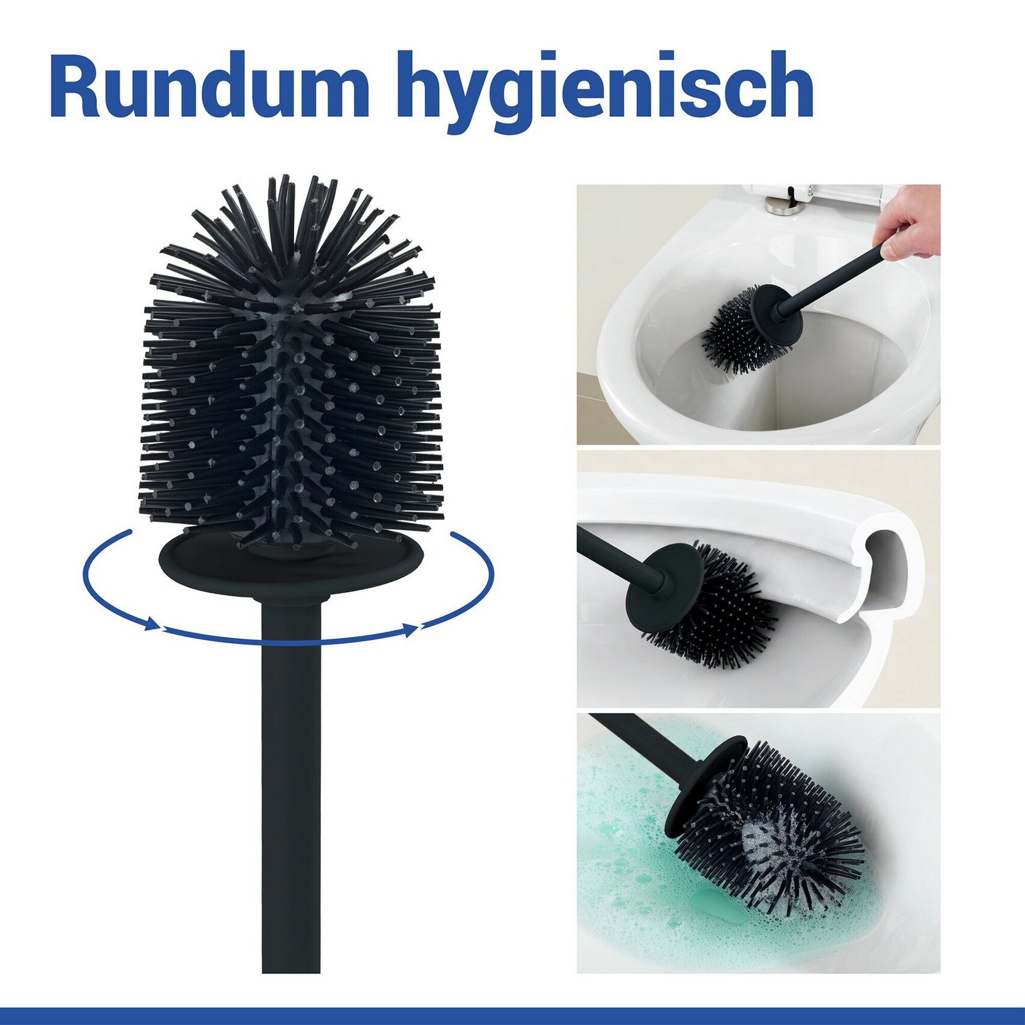 WC-Bürstengarnitur 'Turbo-Loc® Lizan' mit Silikon-Bürstenkopf Stahl schwarz