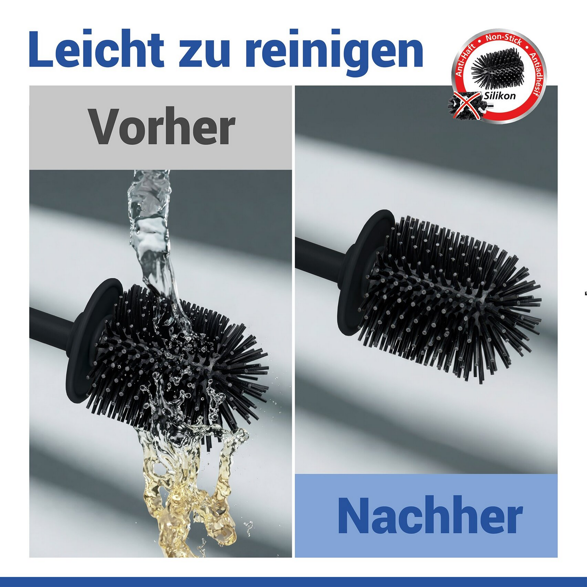 WC-Bürstengarnitur 'Turbo-Loc® Lizan' mit Silikon-Bürstenkopf Stahl schwarz