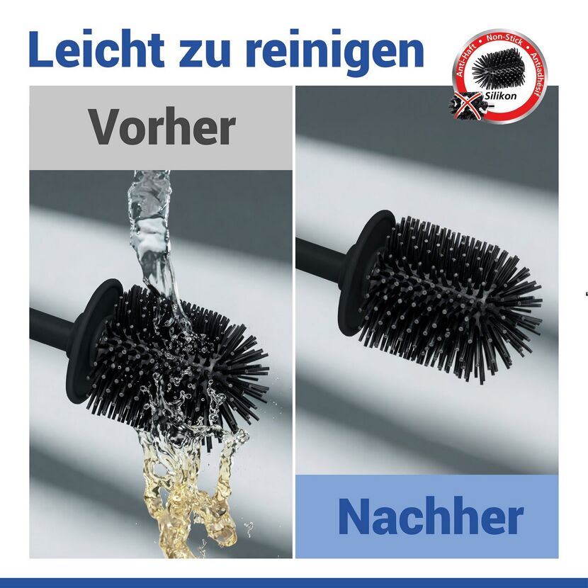 WC-Bürstengarnitur 'Turbo-Loc® Lizan' mit Silikon-Bürstenkopf Stahl schwarz
