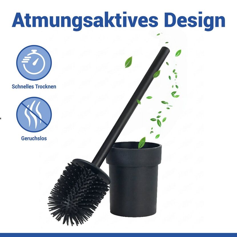 WC-Bürstengarnitur 'Turbo-Loc® Lizan' mit Silikon-Bürstenkopf Stahl schwarz