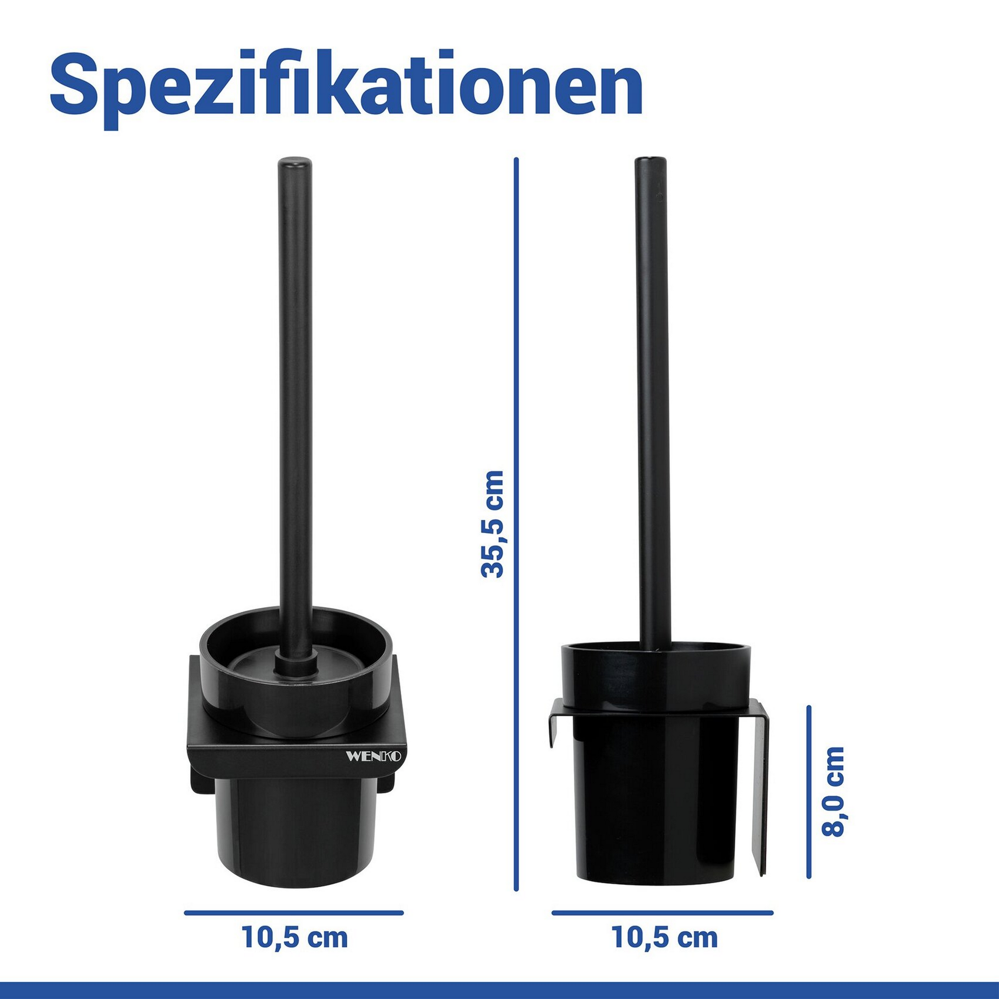 WC-Bürstengarnitur 'Turbo-Loc® Lizan' mit Silikon-Bürstenkopf Stahl schwarz