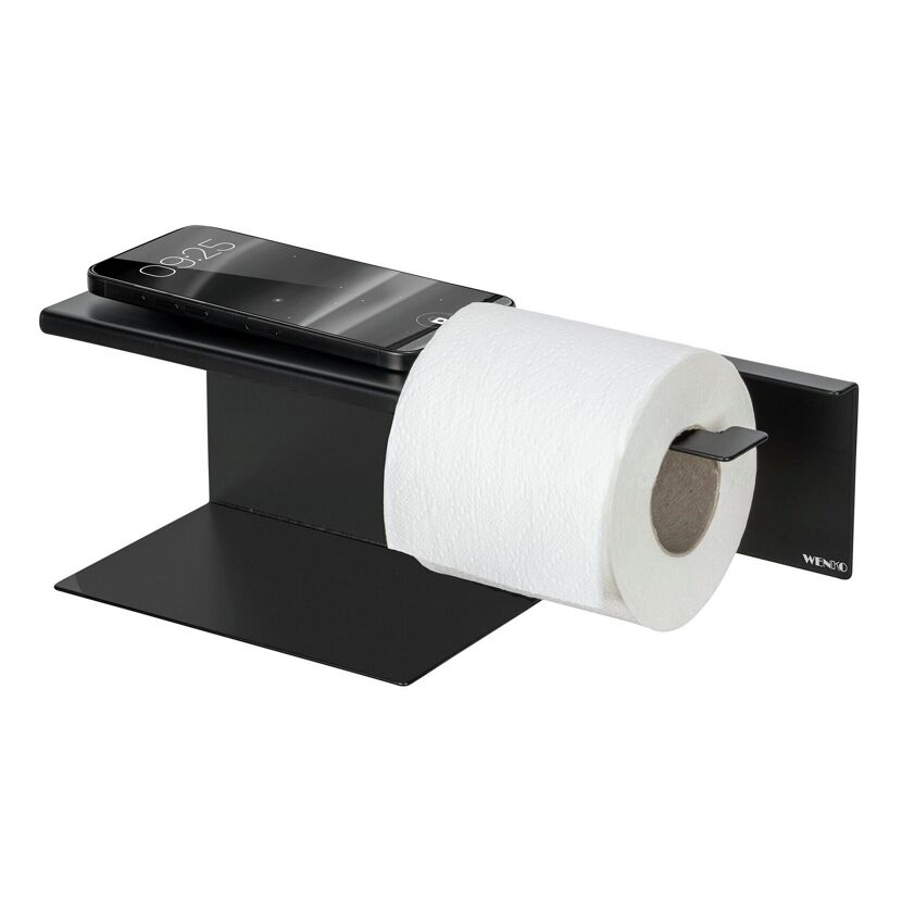 Toilettenpapierhalter 'Turbo-Loc® Lizan' mit Ablage Stahl schwarz