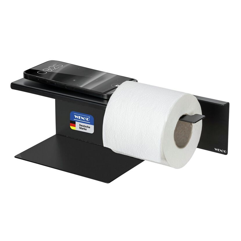 Toilettenpapierhalter 'Turbo-Loc® Lizan' mit Ablage Stahl schwarz