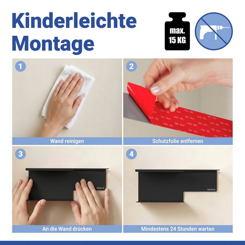 Toilettenpapierhalter 'Turbo-Loc® Lizan' mit Ablage Stahl schwarz