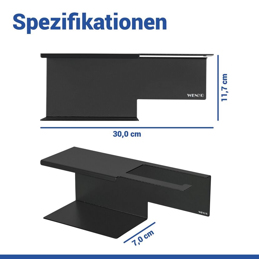Toilettenpapierhalter 'Turbo-Loc® Lizan' mit Ablage Stahl schwarz