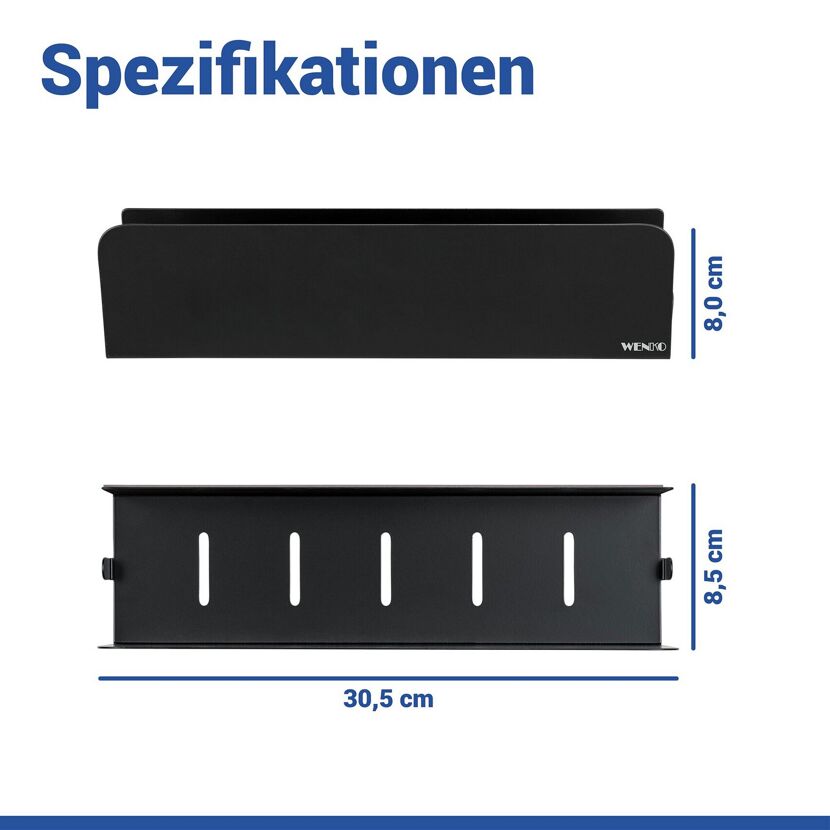 Wandablage 'Lizan' schwarz Edelstahl 30,5 x 8 x 8,5 cm