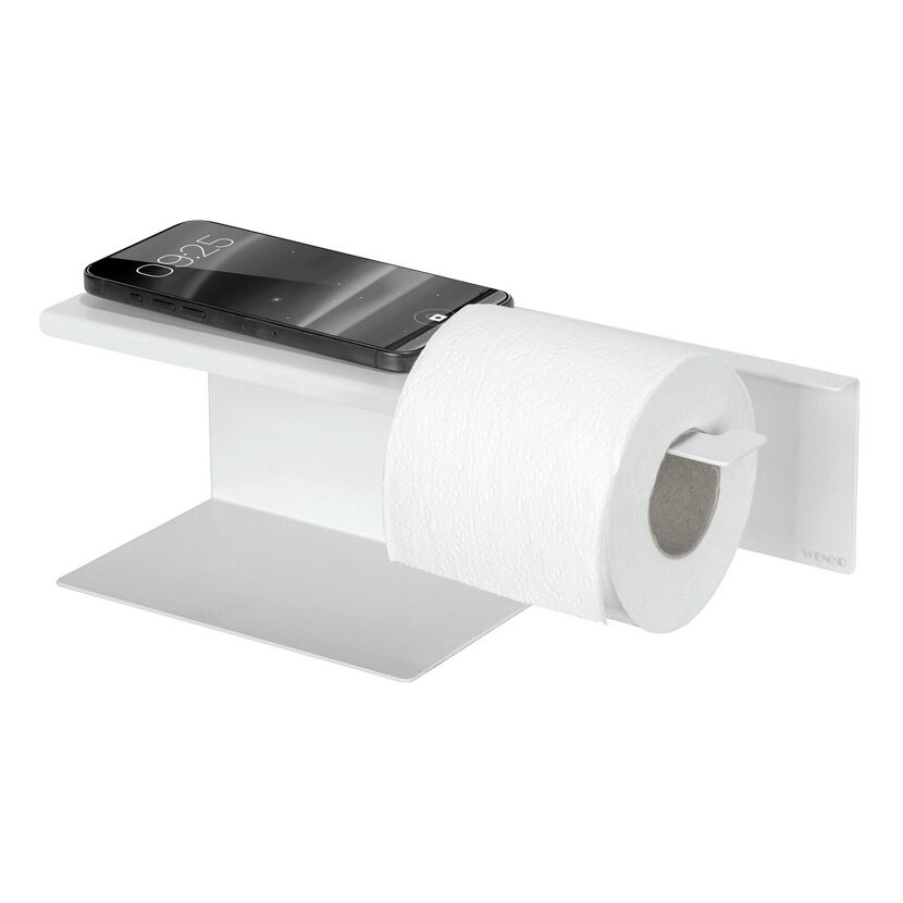 Toilettenpapierhalter 'Turbo-Loc® Lizan' mit Ablage Stahl weiss