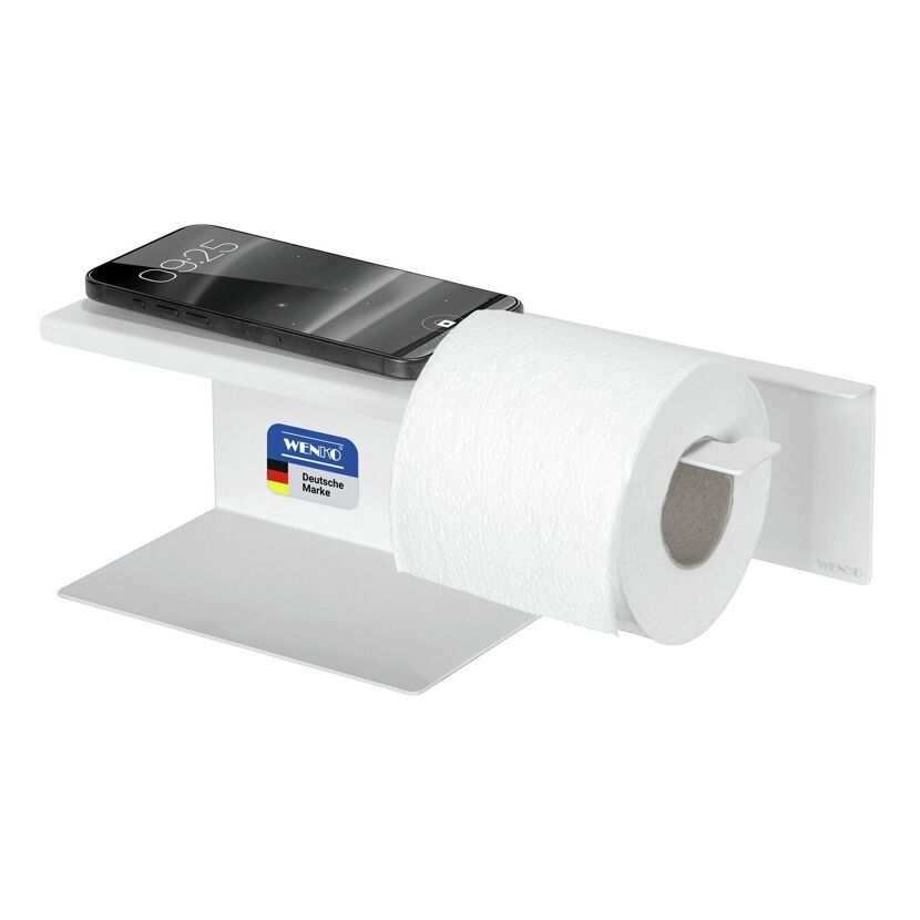 Toilettenpapierhalter 'Turbo-Loc® Lizan' mit Ablage Stahl weiss