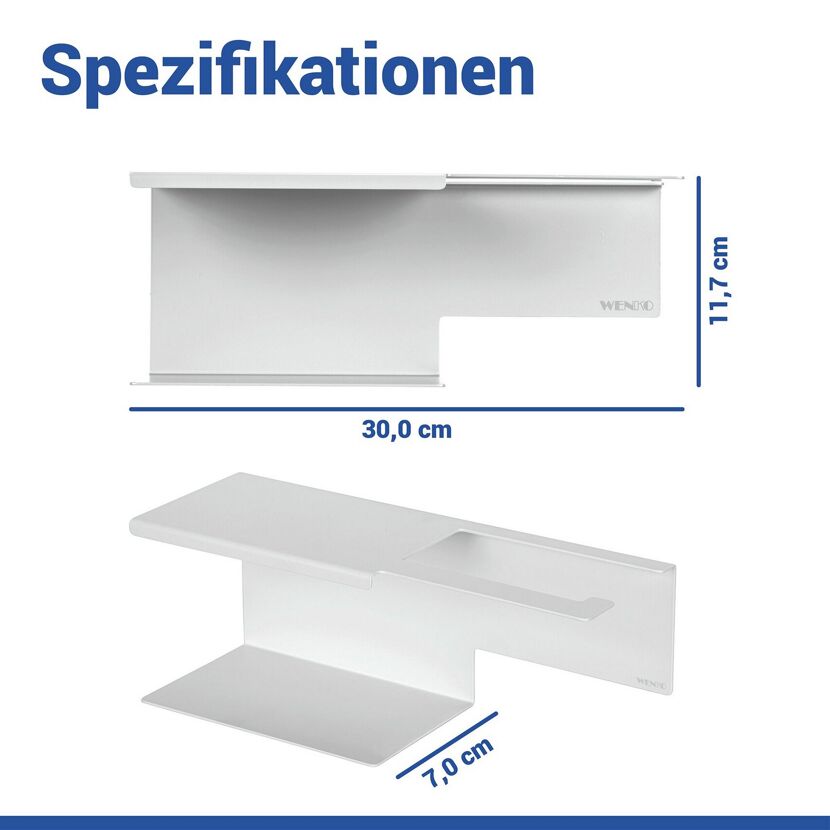 Toilettenpapierhalter 'Turbo-Loc® Lizan' mit Ablage Stahl weiss