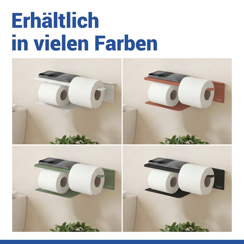 Toilettenpapierhalter 'Turbo-Loc® Lizan' mit Ablage Stahl weiss