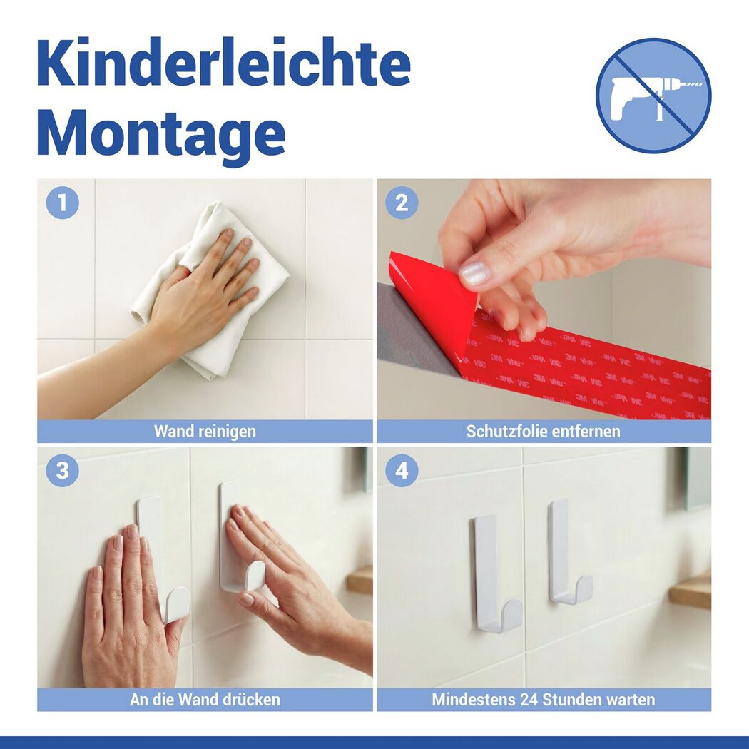 Wandhaken 'Turbo-Loc® Lizan' weiß Edelstahl 2 Stück