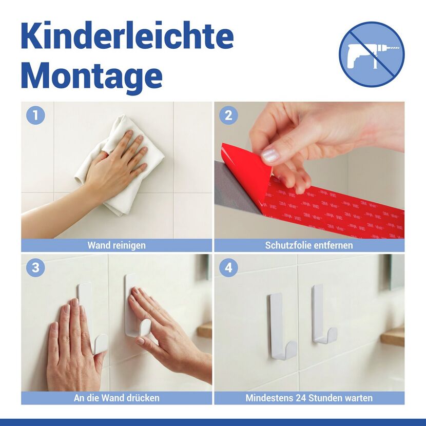 Wandhaken 'Turbo-Loc® Lizan' weiß Edelstahl 2 Stück