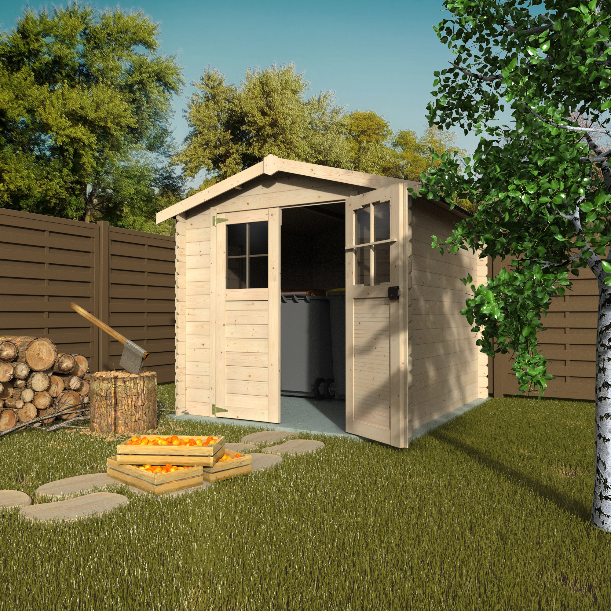 Blockbohlenhaus 'Milo' Fichte naturfarben 231 x 243 cm