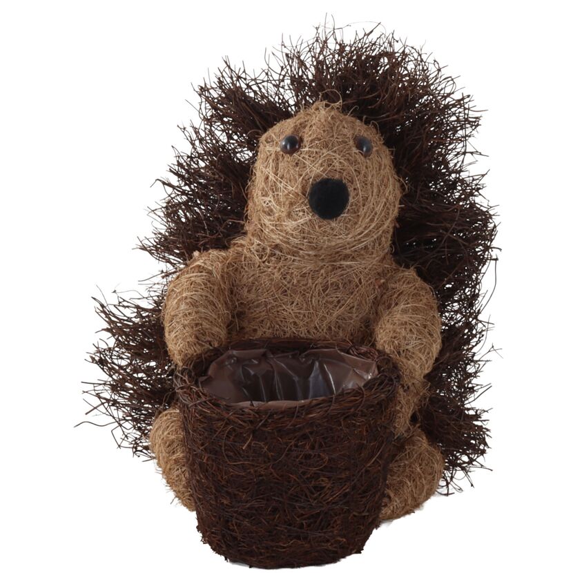 Deko-Pflanzgefäß 'Igel' Rebengeäst und Rattan Korb naturfarben 32 x 30 x 28 cm