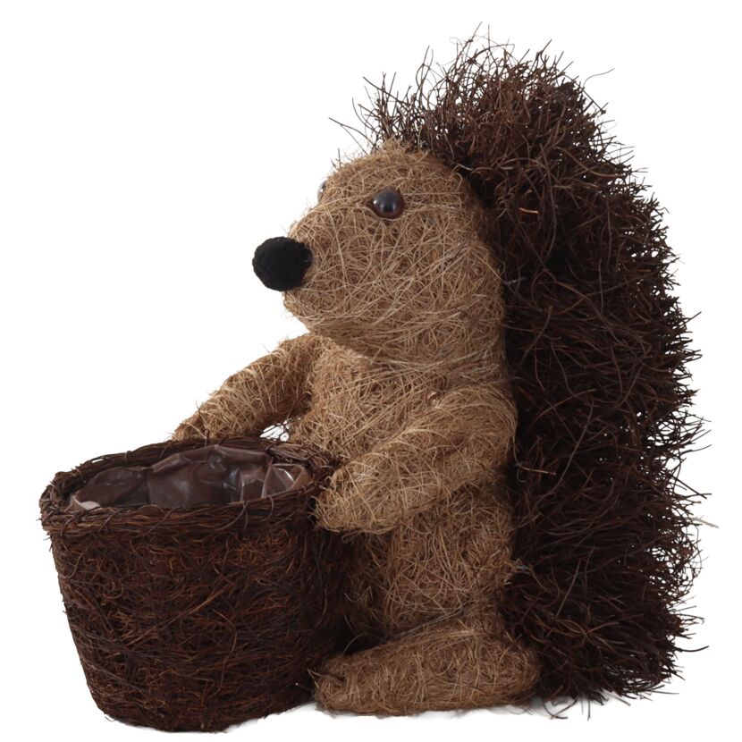 Deko-Pflanzgefäß 'Igel' Rebengeäst und Rattan Korb naturfarben 32 x 30 x 28 cm