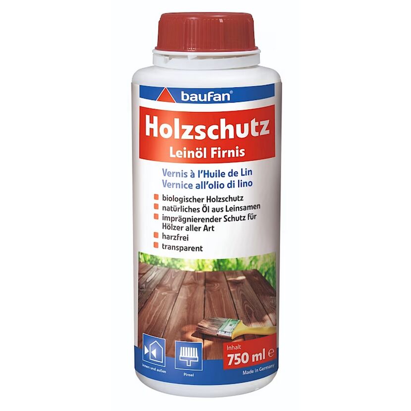 Flasche baufan Holzschutz-Leinölfirnis 750 ml