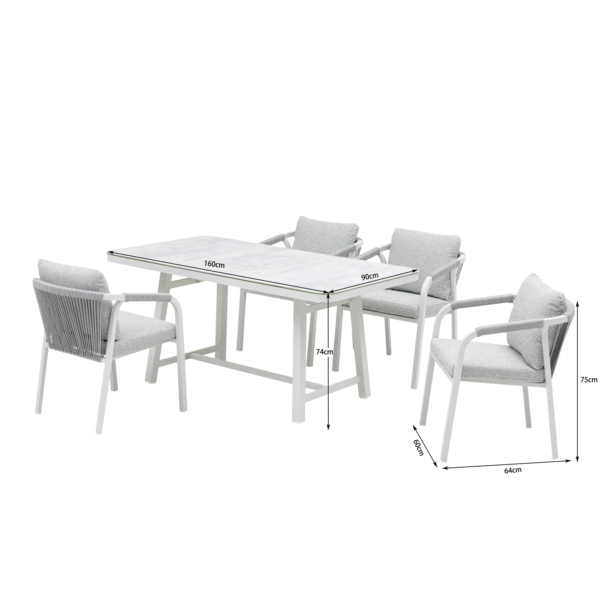 Gartenmöbelset 'Harvey' für 4 Personen Aluminium