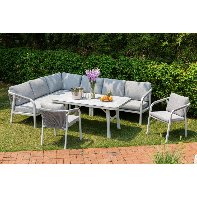 Loungemöbelset 'Harvey XL' Aluminium hellgrau 6-teilig