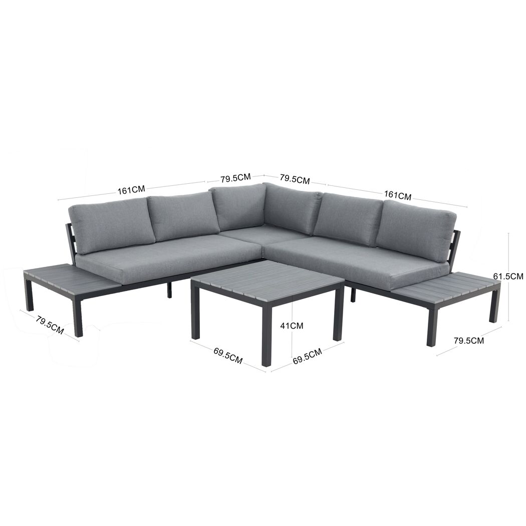 Loungemöbelset 'Miro' Aluminium anthrazit 4-teilig