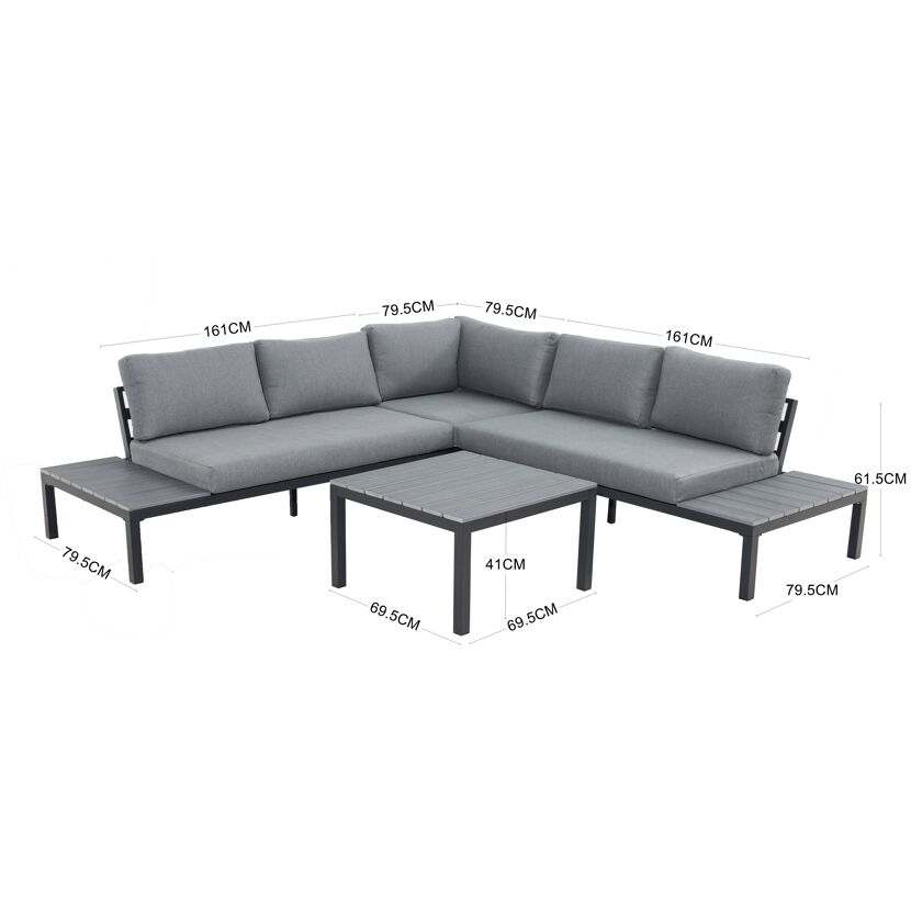 Loungemöbelset 'Miro' Aluminium anthrazit 4-teilig