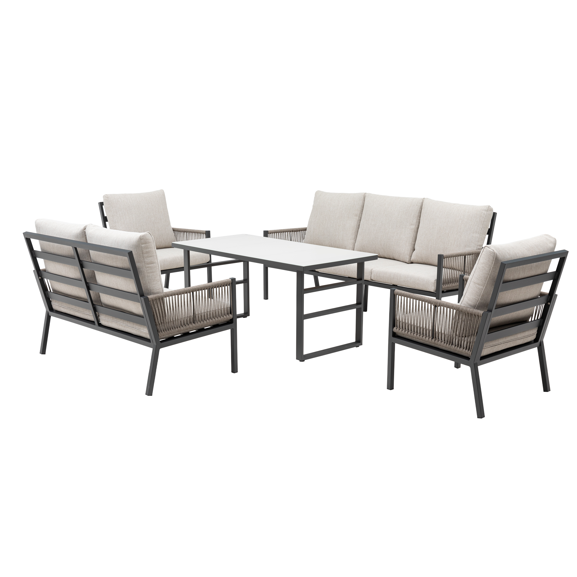 Loungemöbelset 'Terrazza' Aluminium beige 5-teilig