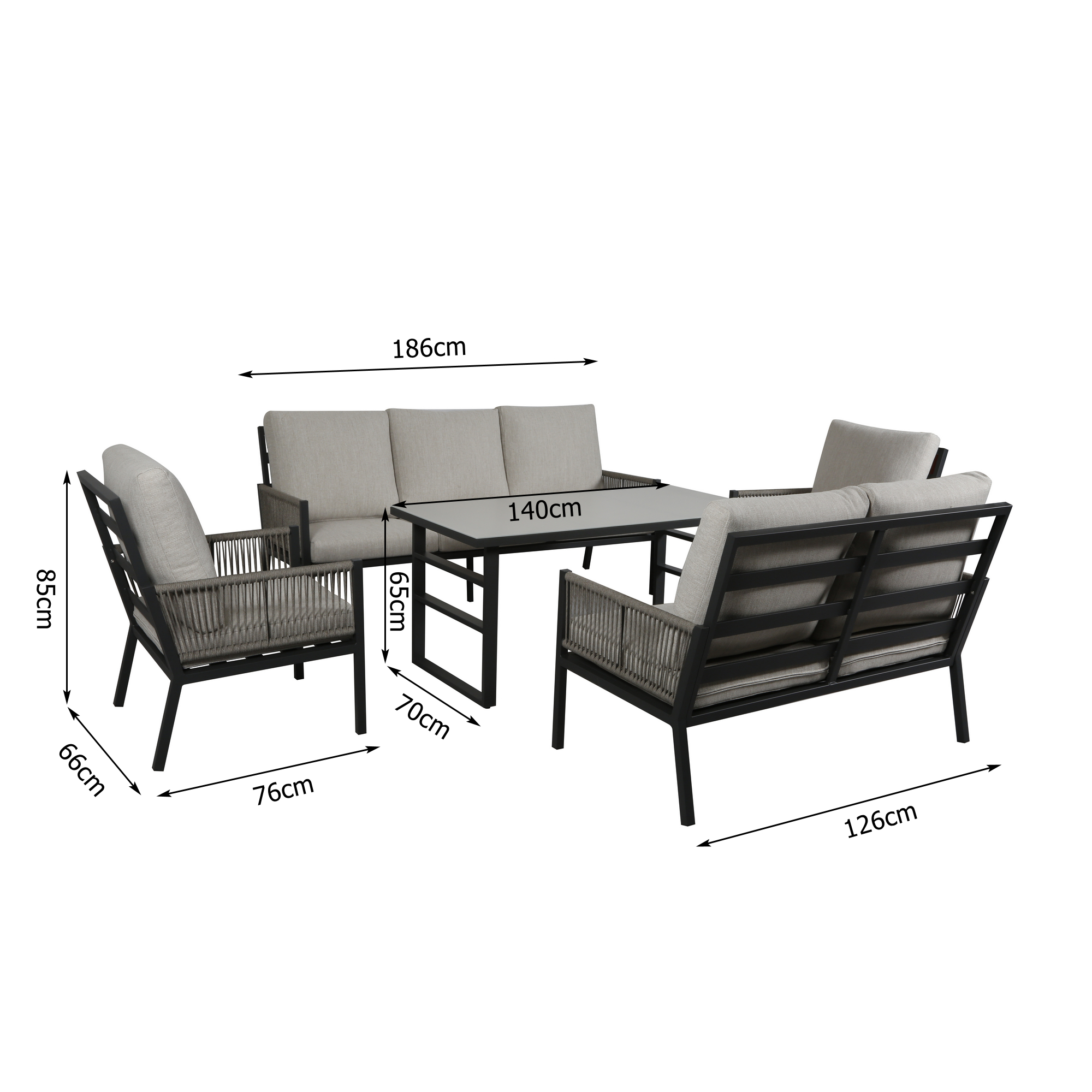 Loungemöbelset 'Terrazza' Aluminium beige 5-teilig