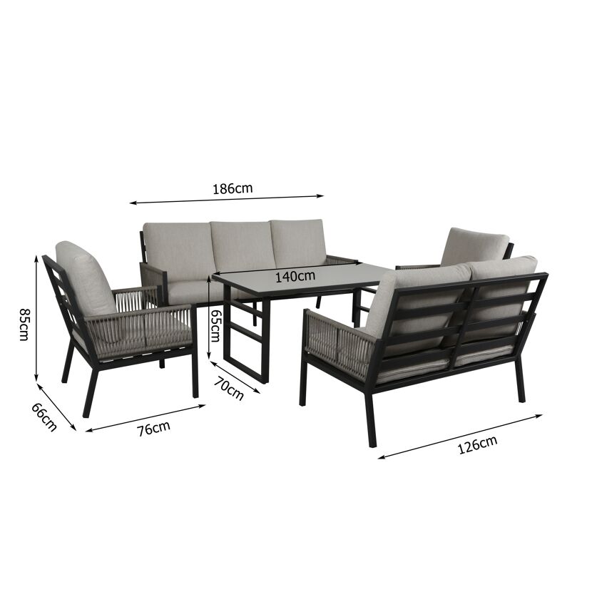 Loungemöbelset 'Terrazza' Aluminium beige 5-teilig