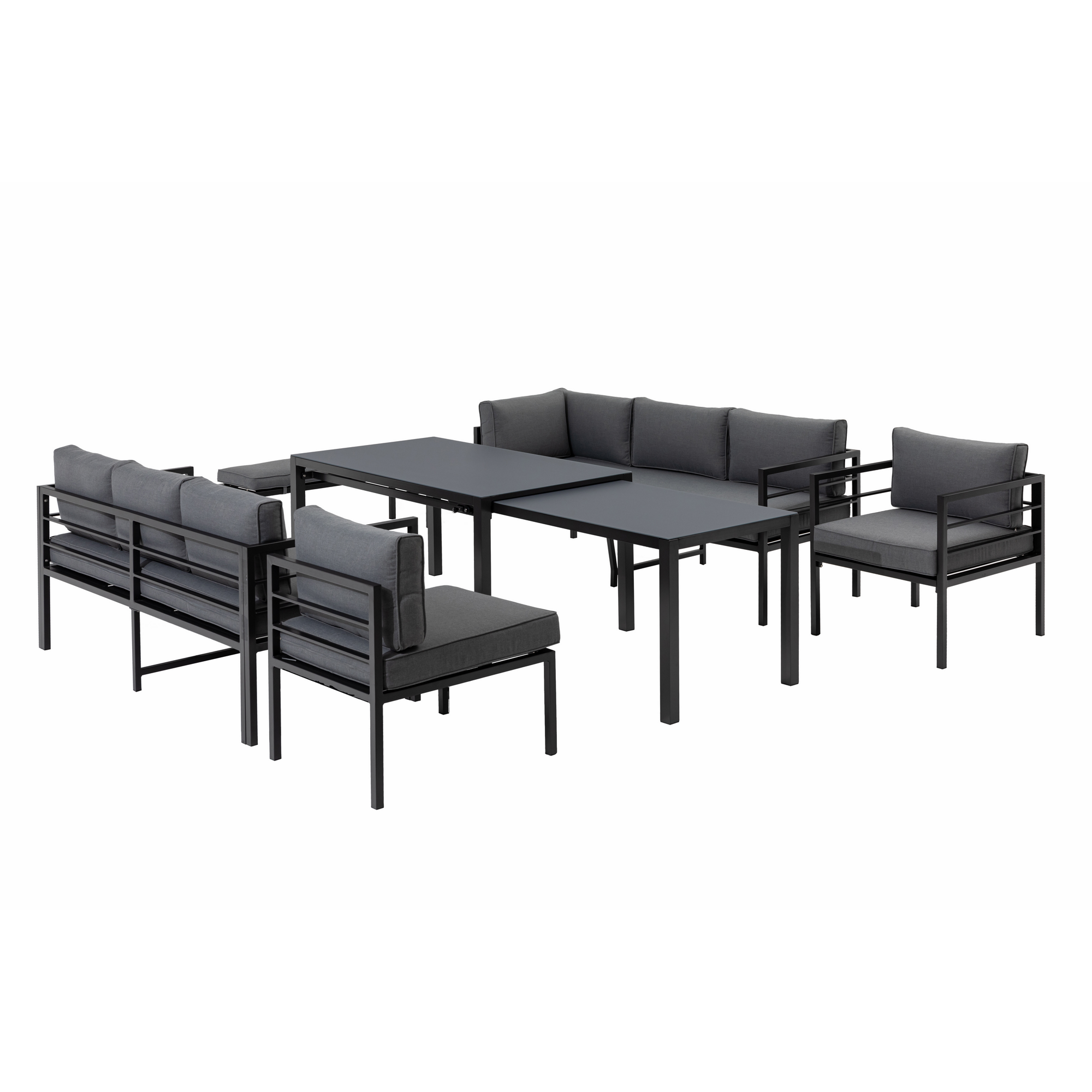 Loungemöbelset 'Portland' Aluminium grau 6-teilig