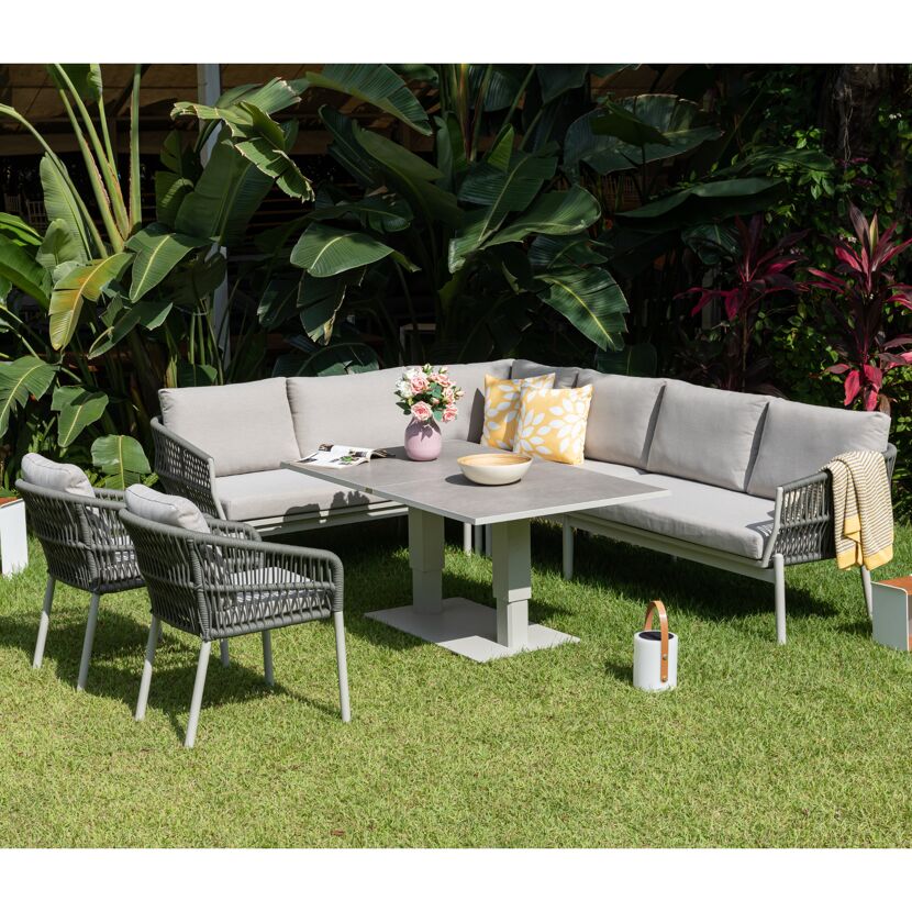Loungemöbelset 'Solara' Aluminium grau/beige 6-teilig