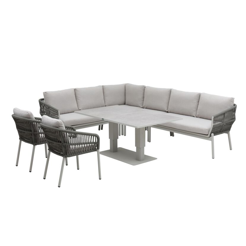 Loungemöbelset 'Solara' Aluminium grau/beige 6-teilig