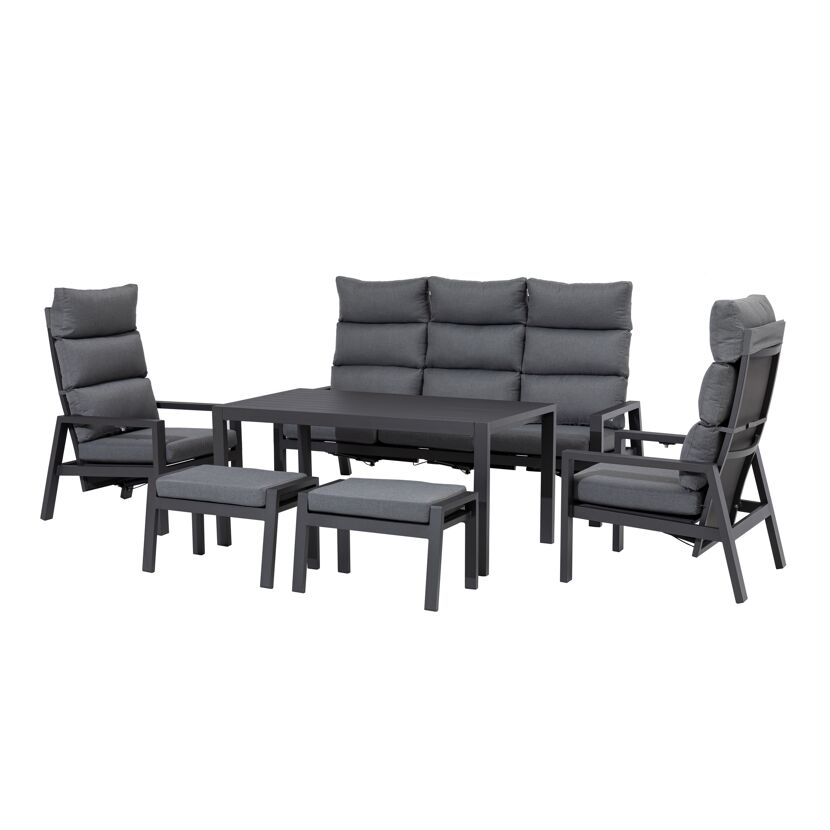 Loungemöbelset 'Sundown' Aluminium anthrazit 6-teilig