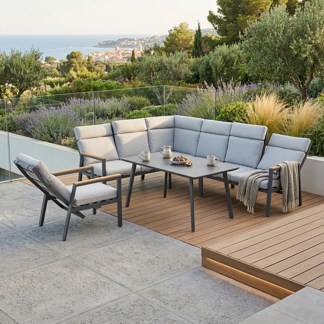 Loungemöbelset 'Vermont' Aluminium grau 5-teilig