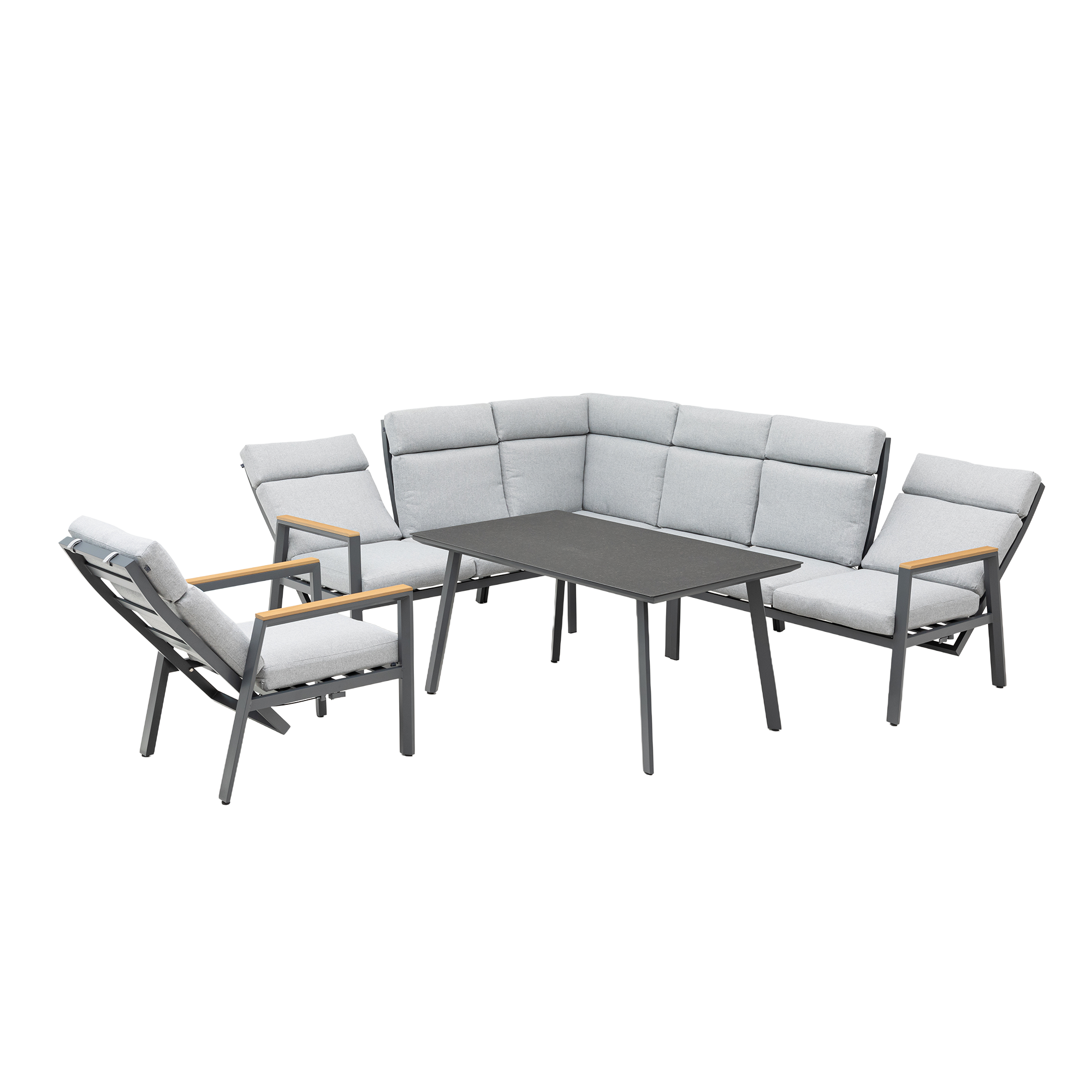 Loungemöbelset 'Vermont' Aluminium grau 5-teilig