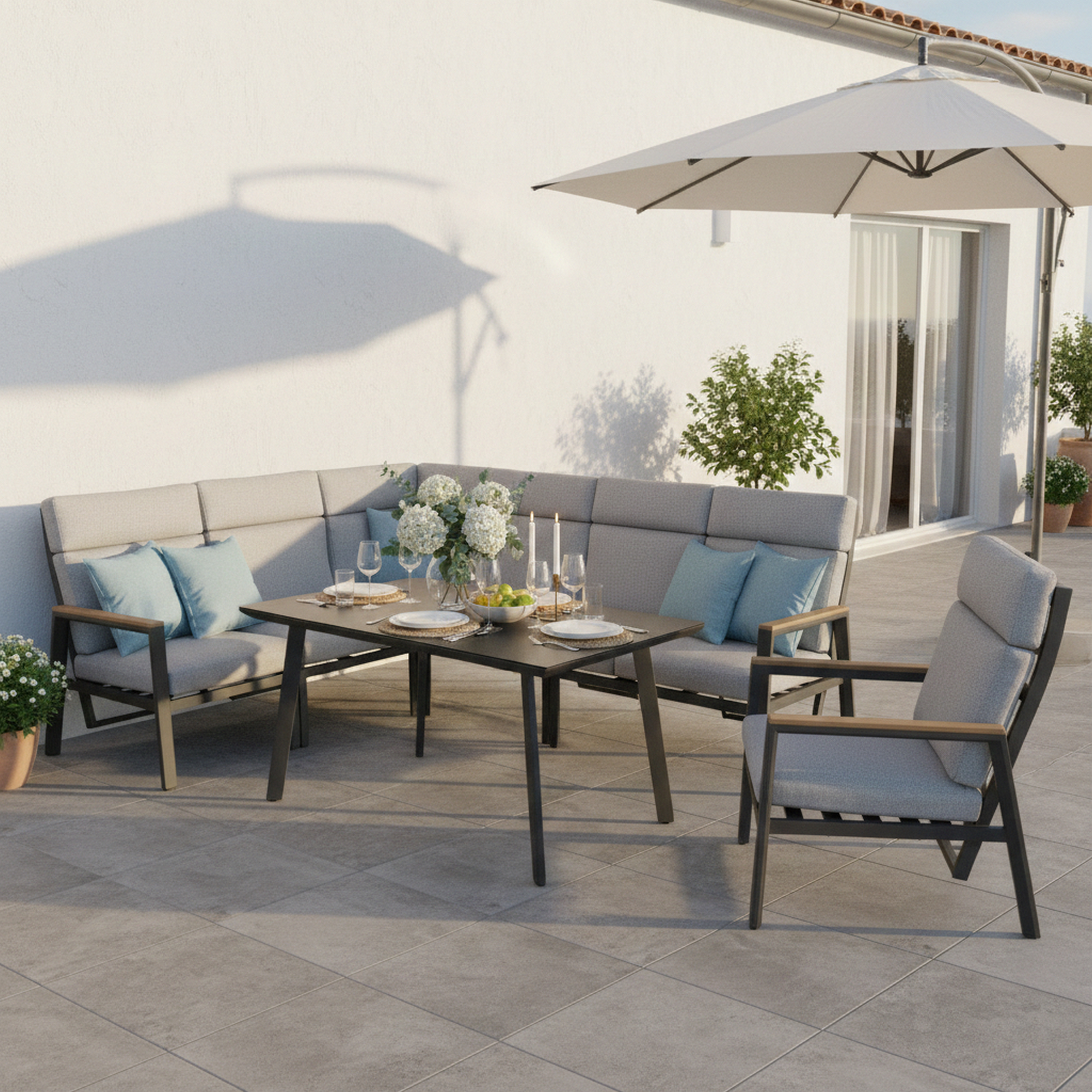 Loungemöbelset 'Vermont' Aluminium grau 5-teilig