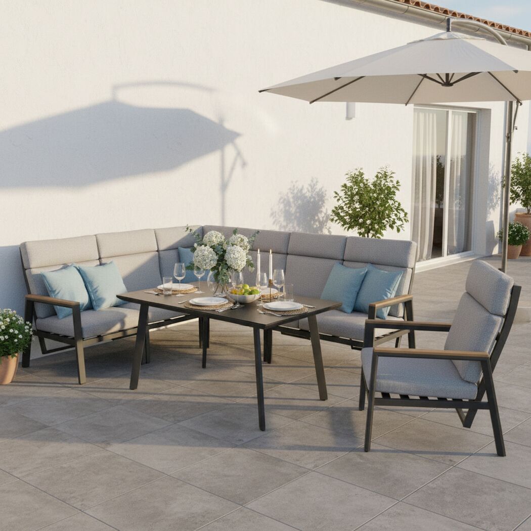 Loungemöbelset 'Vermont' Aluminium grau 5-teilig