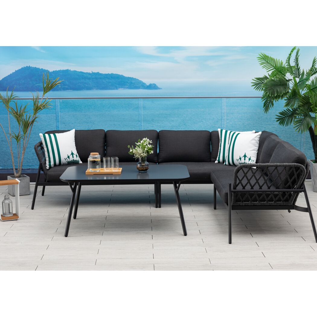 Loungemöbelset 'Lido' Aluminium schwarz 4-teilig