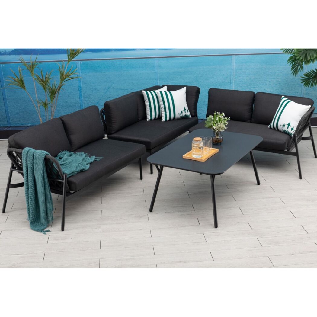 Loungemöbelset 'Lido' Aluminium schwarz 4-teilig
