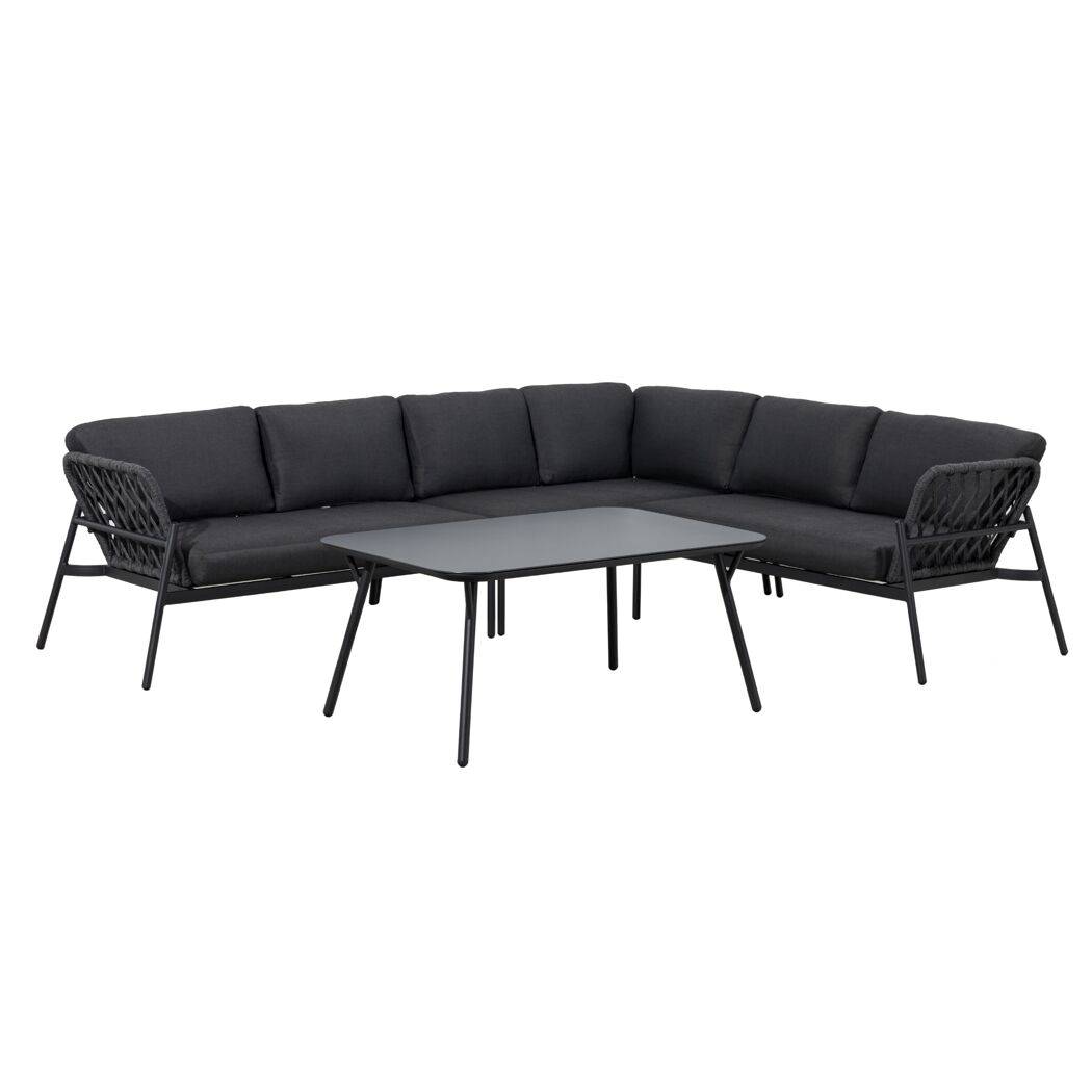 Loungemöbelset 'Lido' Aluminium schwarz 4-teilig